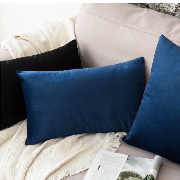 NWT Miulee Velvet Pillow Covers Dark Blue Pillowcase Soft Solid Cushion - Picture 4 of 12